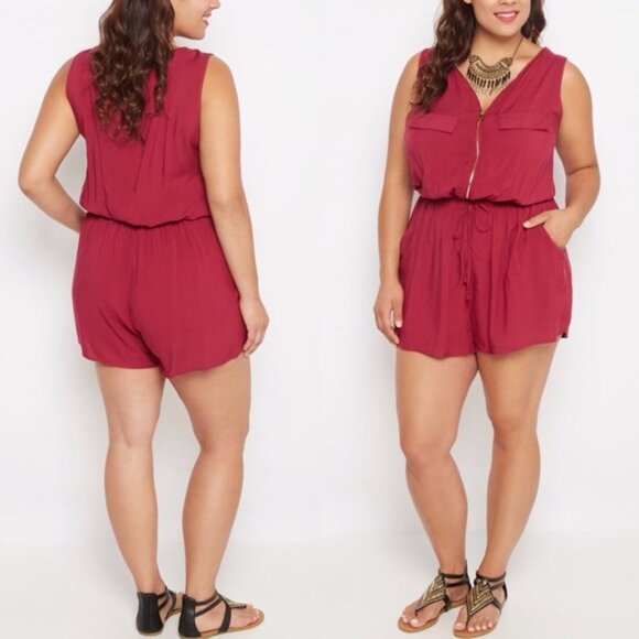 Rue21 Pants - ✨2/$20 Rue21 Challis Zipped Romper Plus Size 1X Rue 21 Lightweight Pockets Zip